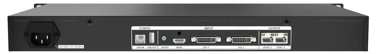 Colorlight X2s — ports and connectors (official picture)
