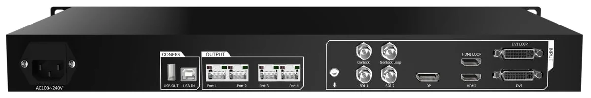 Colorlight X4e — ports and connectors (official picture)