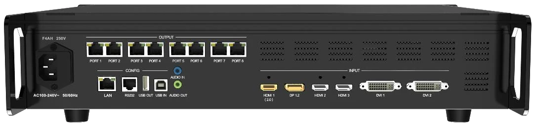 Colorlight X8E — ports and connectors (official picture)